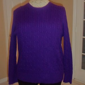 Deep Purple Classic Mid-Weight Cable Knit Sweater